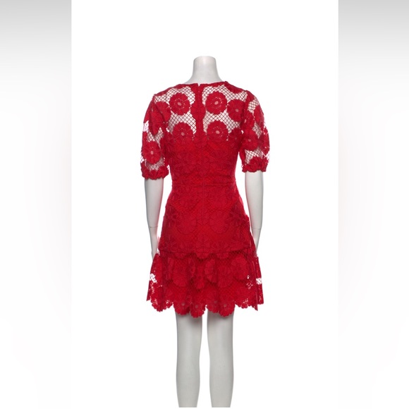 Milly Yasmin Floral Lace Red Dress Size: 0 - Picture 3 of 8